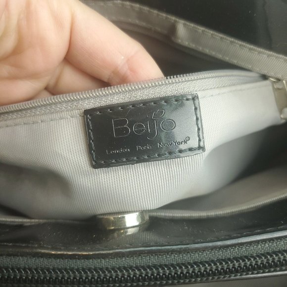 Beijo Womens Navy Blue Faux Croc Print Embossed Magnetic Double Strap Handbag - Picture 4 of 15